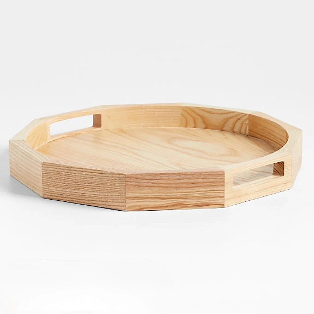 New! Crate&Barrel natural finish wooden serving tray